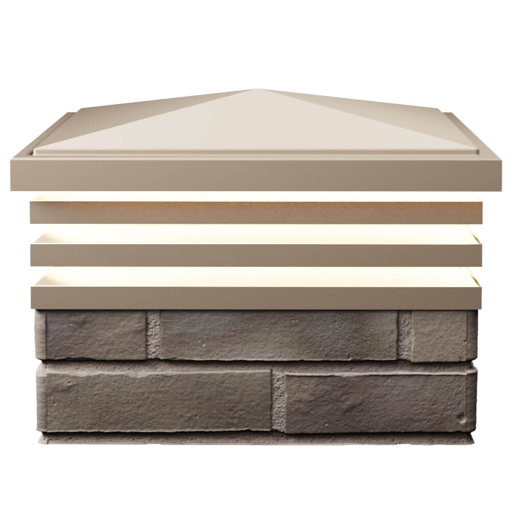 Колпак Zking Бона ХайТек Бежевый на столб 1.5х1.5 кирпича (385х385мм) с подсветкой в Урае фото