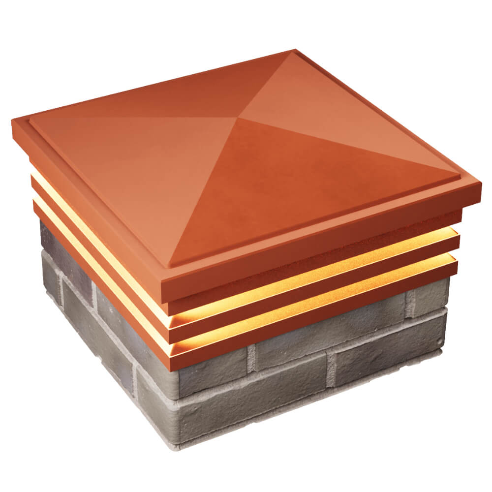 Колпак Zking Бона ХайТек Красный на столб 1.5х1.5 кирпича (385х385мм) с подсветкой в Урае фото