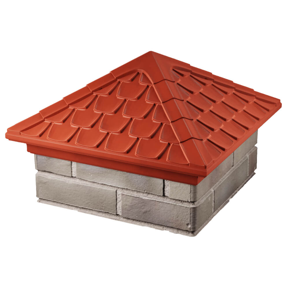 Колпак Zking Эльбрус Красный на столб 1.5х1.5 кирпича (385х385мм) в Урае фото