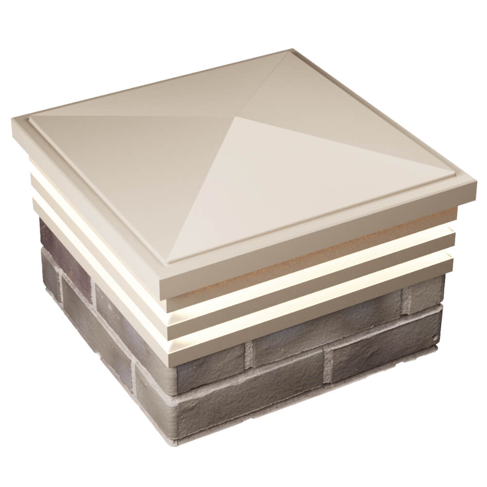 Колпак Zking Бона ХайТек Бежевый на столб 1.5х1.5 кирпича (385х385мм) с подсветкой в Урае фото