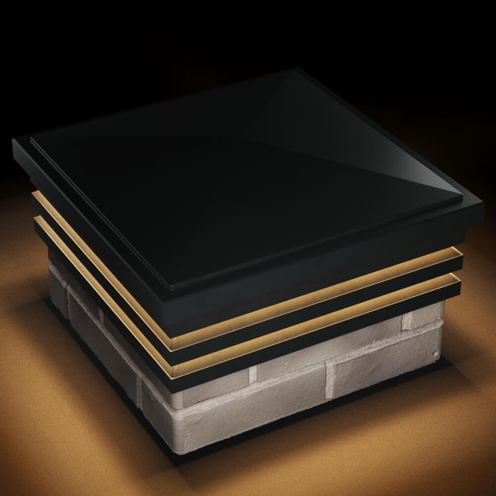 Колпак Zking Бона ХайТек Черный на столб 1.5х1.5 кирпича (385х385мм) с подсветкой в Урае фото