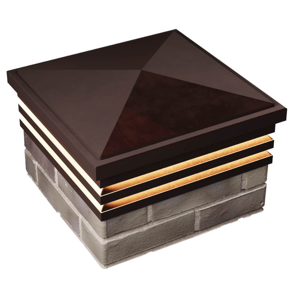 Колпак Zking Бона ХайТек Коричневый на столб 1.5х1.5 кирпича (385х385мм) с подсветкой в Урае фото