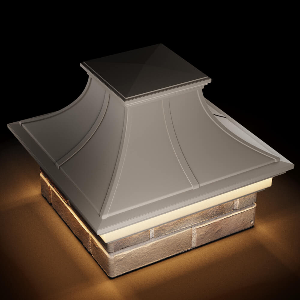 Колпак Zking Монблан Премиум Бежевый на столб 1.5х1.5 кирпича (385х385мм) с подсветкой в Урае фото