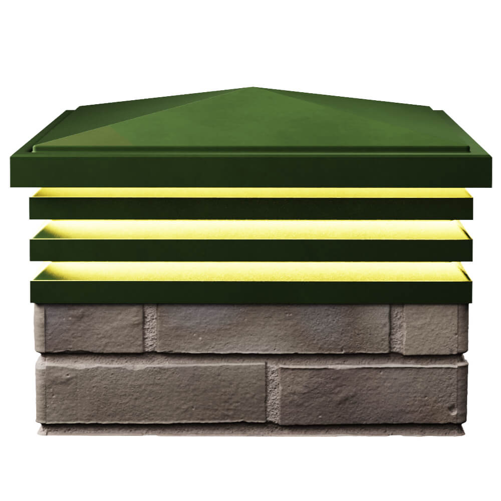 Колпак Zking Бона ХайТек Зеленый на столб 1.5х1.5 кирпича (385х385мм) с подсветкой в Урае фото