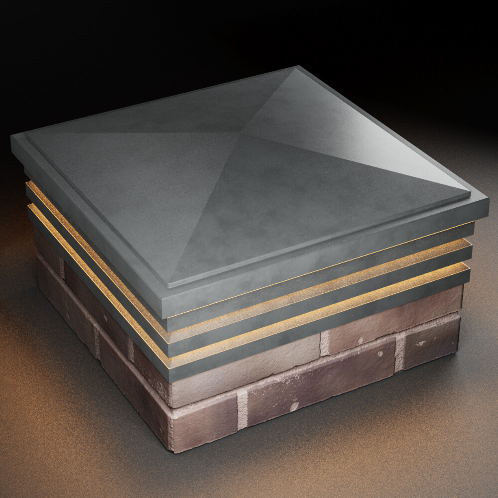 Колпак Zking Бона ХайТек Серый на столб 2х2 кирпича (513х513мм) с подсветкой в Урае фото