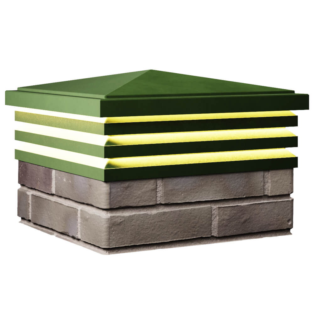 Колпак Zking Бона ХайТек Зеленый на столб 1.5х1.5 кирпича (385х385мм) с подсветкой в Урае фото