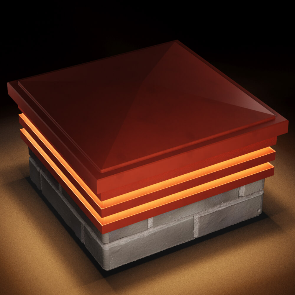 Колпак Zking Бона ХайТек Красный на столб 1.5х1.5 кирпича (385х385мм) с подсветкой в Урае фото