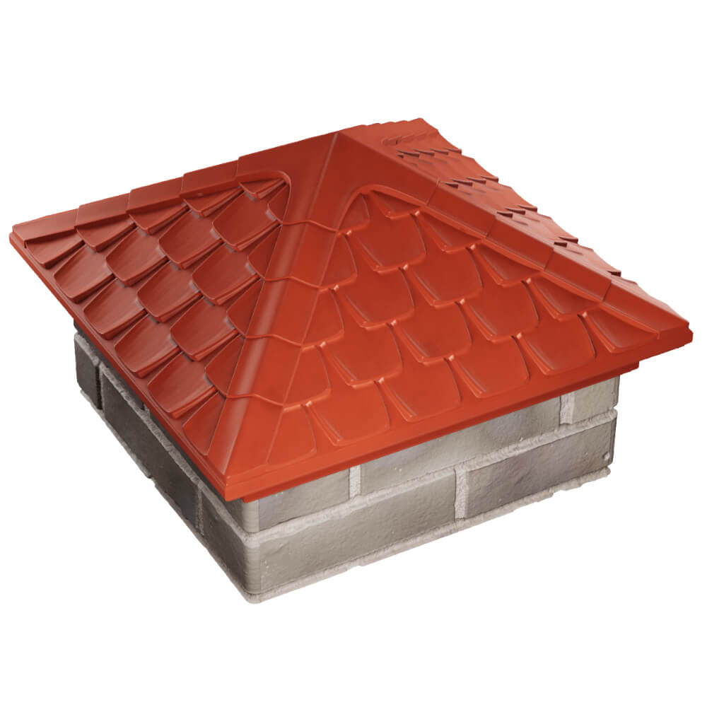 Колпак Zking Эльбрус Красный на столб 1.5х1.5 кирпича (385х385мм) в Урае фото