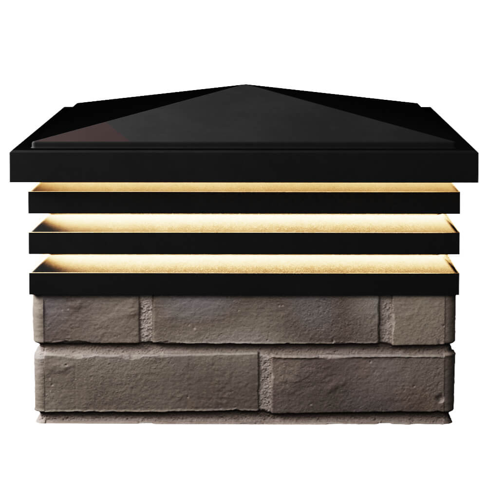 Колпак Zking Бона ХайТек Черный на столб 1.5х1.5 кирпича (385х385мм) с подсветкой в Урае фото