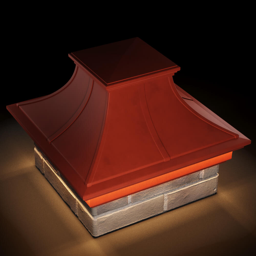 Колпак Zking Монблан Премиум Красный на столб 1.5х1.5 кирпича (385х385мм) с подсветкой в Урае фото