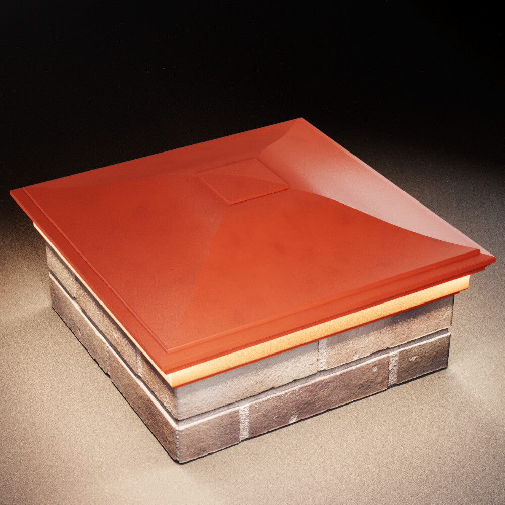 Колпак Zking Монблан Красный на столб 2х2 кирпича (515х515мм) c подсветкой в Урае фото