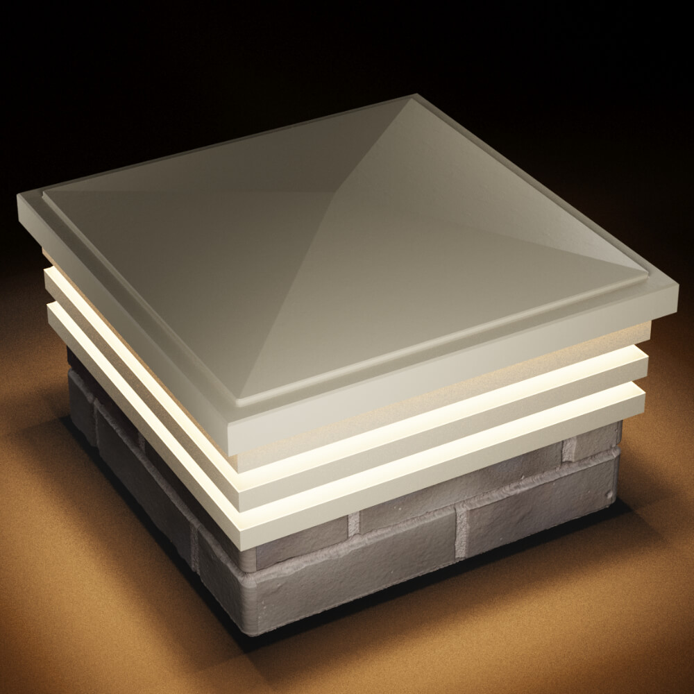 Колпак Zking Бона ХайТек Бежевый на столб 1.5х1.5 кирпича (385х385мм) с подсветкой в Урае фото