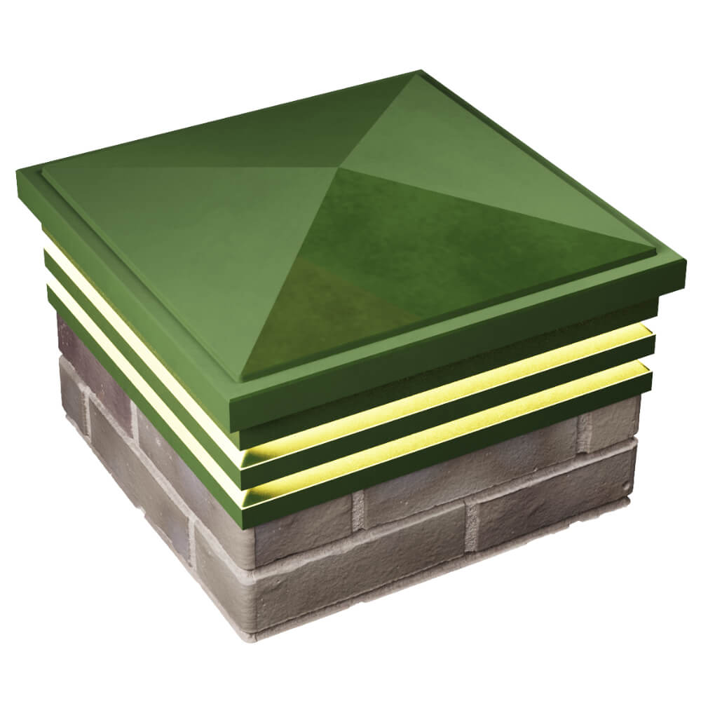 Колпак Zking Бона ХайТек Зеленый на столб 1.5х1.5 кирпича (385х385мм) с подсветкой в Урае фото