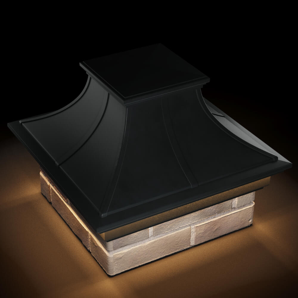 Колпак Zking Монблан Премиум Черный на столб 1.5х1.5 кирпича (385х385мм) с подсветкой в Урае фото