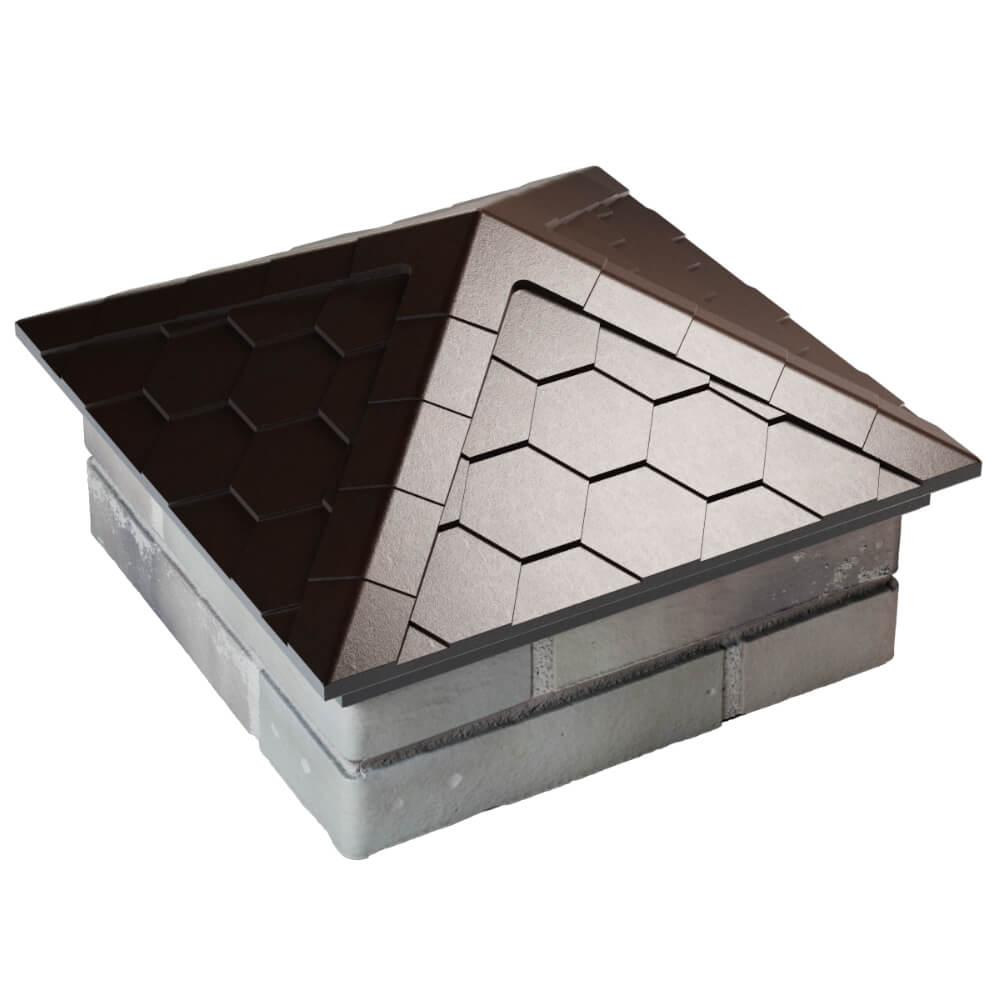 Колпак Zking Эверест Коричневый на столб 1.5х1.5 кирпича (390х390мм) в Урае фото