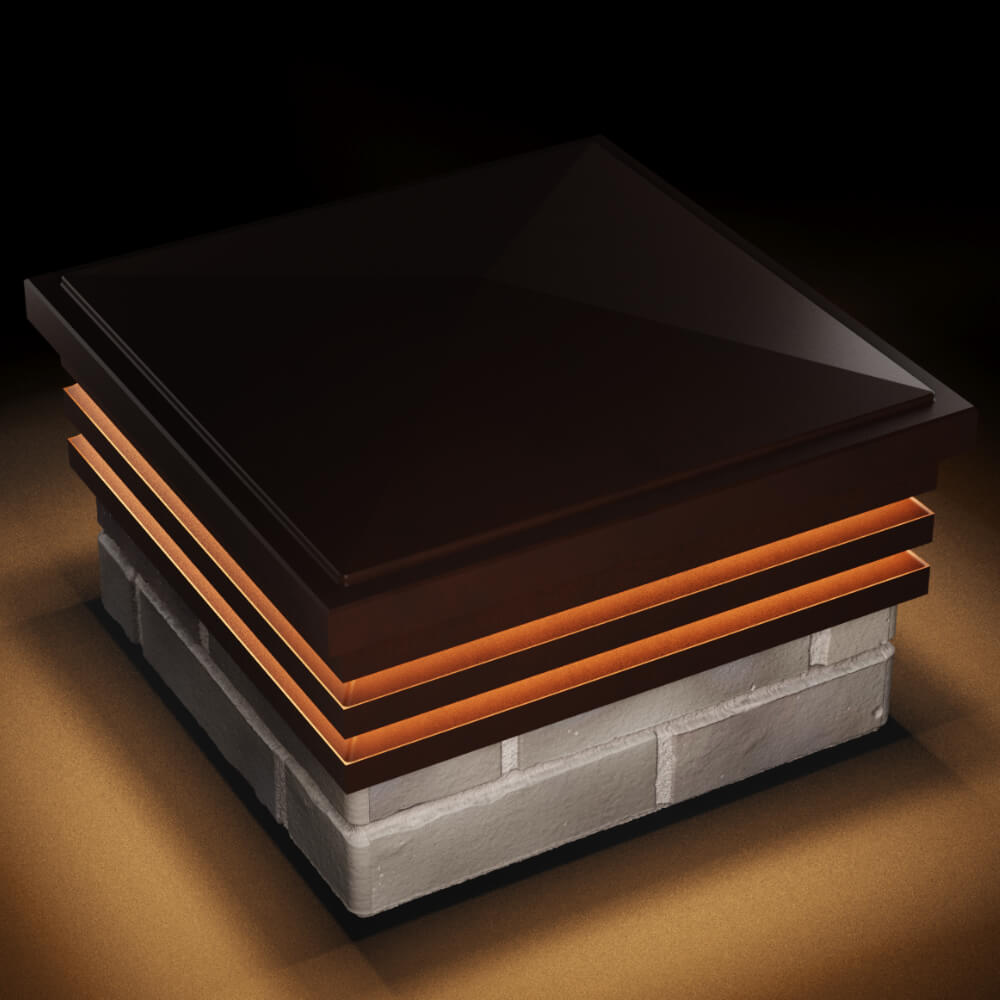 Колпак Zking Бона ХайТек Коричневый на столб 1.5х1.5 кирпича (385х385мм) с подсветкой в Урае фото