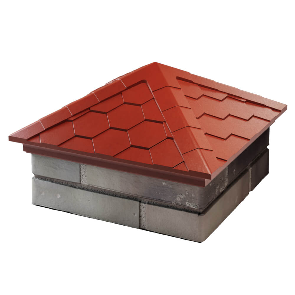 Колпак Zking Эверест Красный на столб 1.5х1.5 кирпича (390х390мм) в Урае фото