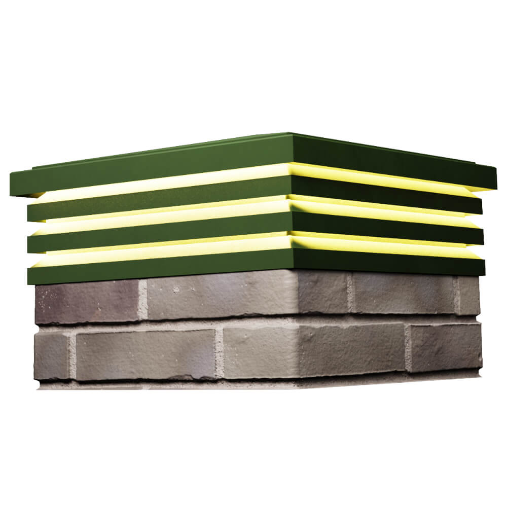 Колпак Zking Бона ХайТек Зеленый на столб 1.5х1.5 кирпича (385х385мм) с подсветкой в Урае фото