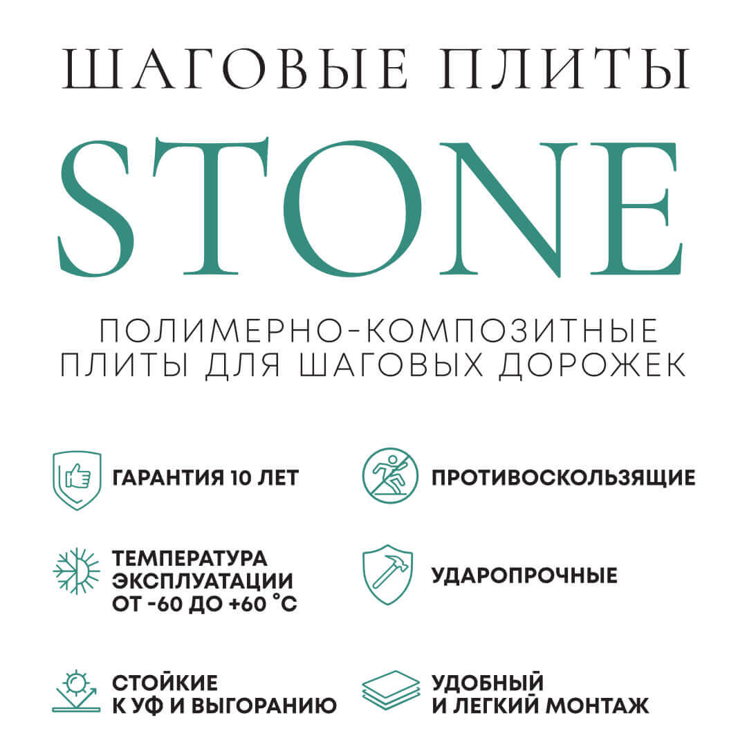 Шаговая плита STONE Светлая Галька 990х990х55мм в Урае фото