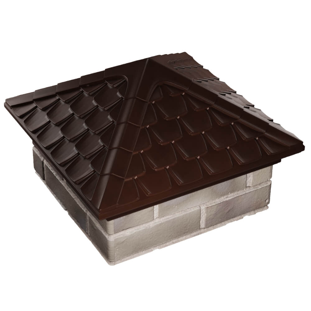 Колпак Zking Эльбрус Коричневый на столб 1.5х1.5 кирпича (385х385мм) в Урае фото