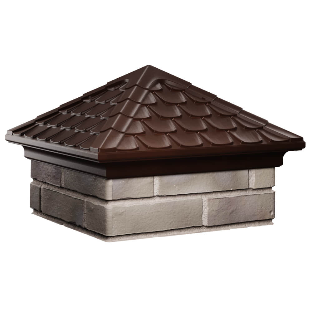 Колпак Zking Эльбрус Коричневый на столб 1.5х1.5 кирпича (385х385мм) в Урае фото