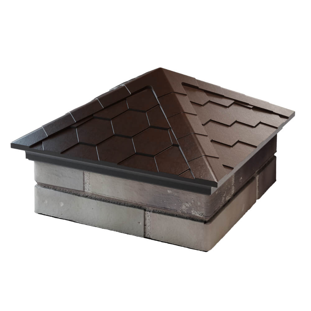 Колпак Zking Эверест Коричневый на столб 1.5х1.5 кирпича (390х390мм) в Урае фото