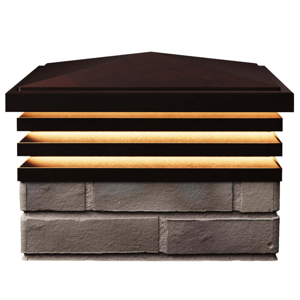 Колпак Zking Бона ХайТек Коричневый на столб 1.5х1.5 кирпича (385х385мм) с подсветкой в Урае фото